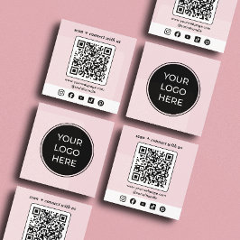 Rosa Logo QR Code Custom Social Media Quadratische Visitenkarte