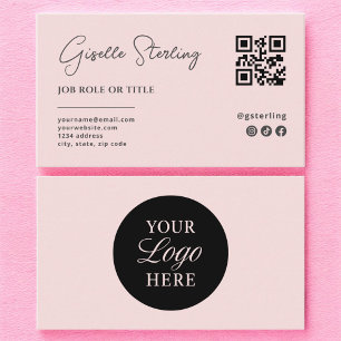 Rosa Logo-QR-Code Minimalistisch Beruflich Visitenkarte