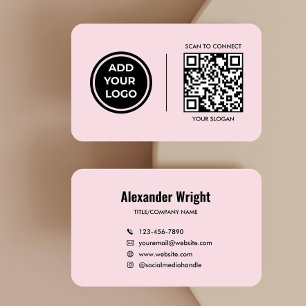 Rosa Logo-Scan-Code-Kontakt-Geschäftskarte  Visitenkarte