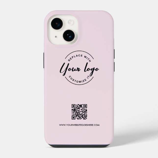 Rosa Logo-Website-QR-Code für individuelles Geschä iPhone Hülle (Rückseite)