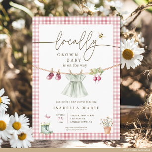 Rosa lokal aufgezogene Baby-Mädchen-Baby-Party Einladung