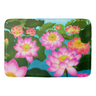 Rosa Lotos-Wasserlilie-Garten-Bad-Matte Badematte