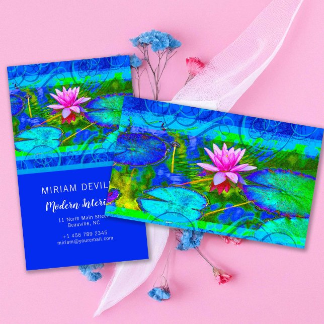 Rosa Lotus Blue Namaste Boutique oder Yoga Visitenkarte (Von Creator hochgeladen)
