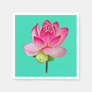 Rosa Lotus Blume Aquarell Kunst Serviette