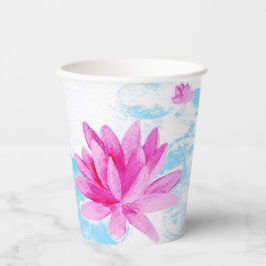 Rosa Lotus Blume Aquarellmalerei Pappbecher