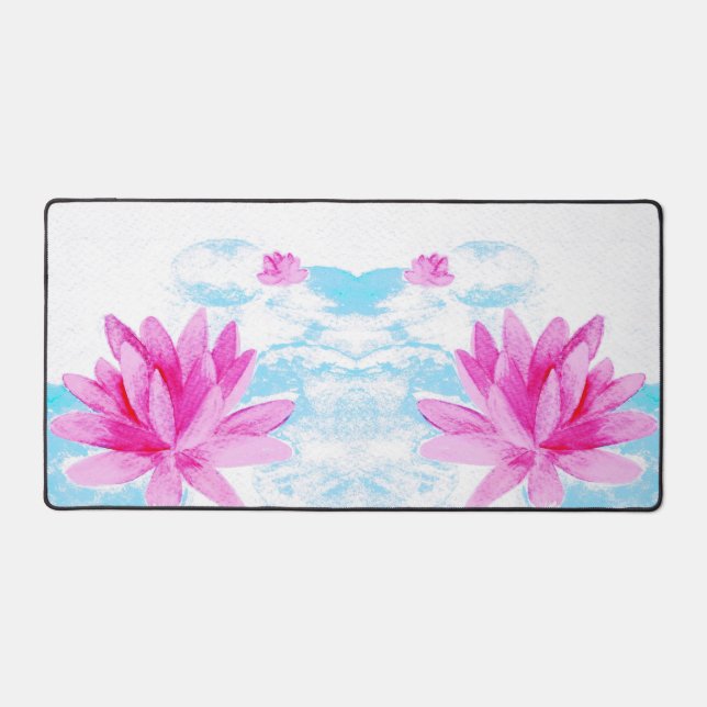 Rosa Lotus Blume Aquarellmalerei Schreibtischunterlage (Vorderseite)