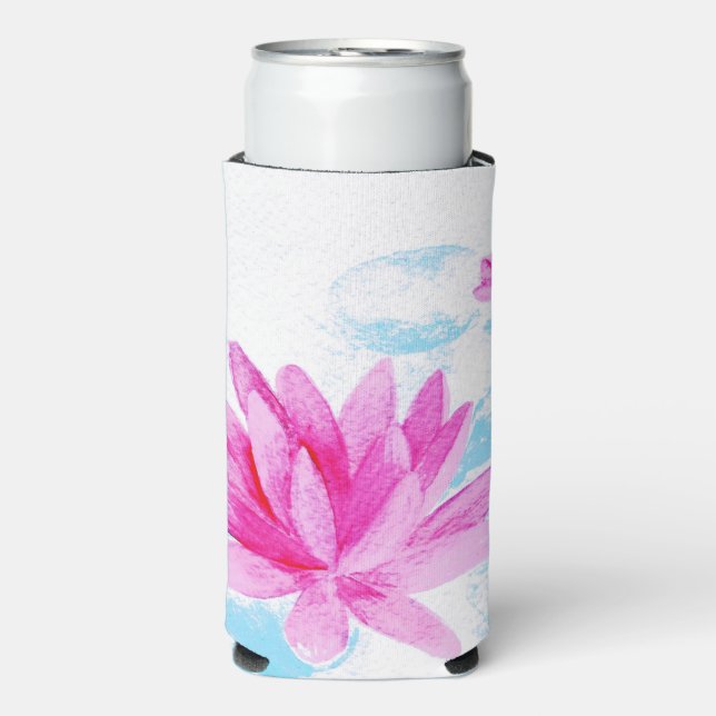 Rosa Lotus Blume Aquarellmalerei Selters Dosenkühler (Seltzer Vorderseite)