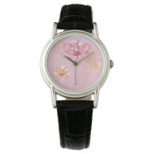 Rosa Lotus-Blume Armbanduhr