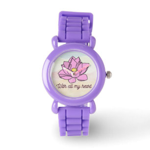 Rosa Lotus Blume Art Armbanduhr