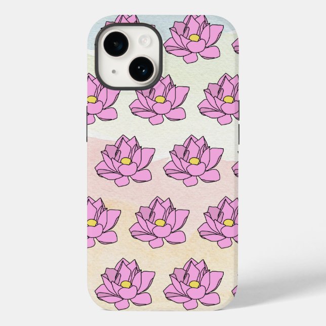 Rosa Lotus Blume Art Case-Mate iPhone Hülle (Rückseite)