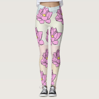 Rosa Lotus Blume Art Leggings
