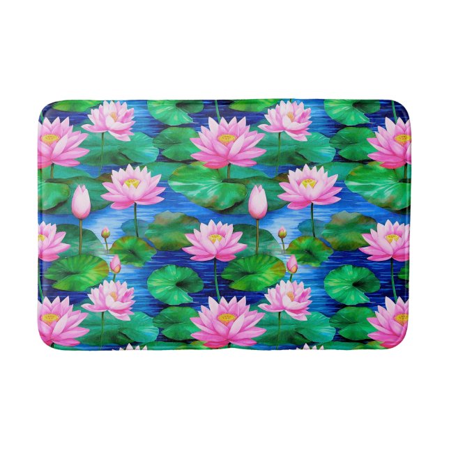 Rosa Lotus-Blume auf einem Teich Badematte (Vorderseite)