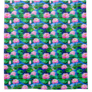 Rosa Lotus-Blume auf einem Teich Duschvorhang