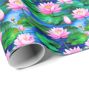 Rosa Lotus-Blume auf einem Teich Geschenkpapier