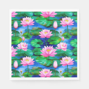 Rosa Lotus-Blume auf einem Teich Serviette