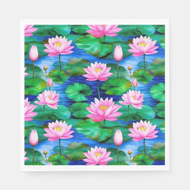 Rosa Lotus-Blume auf einem Teich Serviette (Vorderseite)