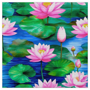 Rosa Lotus-Blume auf einem Teich Stoff
