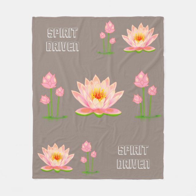 Rosa Lotus-Blume auf Lucky Beige Fleecedecke (Vorderseite)