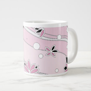 Rosa Lotus-Blume auf rosa Streifen Jumbo-Tasse