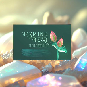 Rosa Lotus Blume Bud für Massage Therapeut Grün Visitenkarte