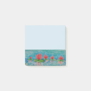 Rosa Lotus-Blume, die Kunstnotizen gezeichnet habe Post-it Klebezettel