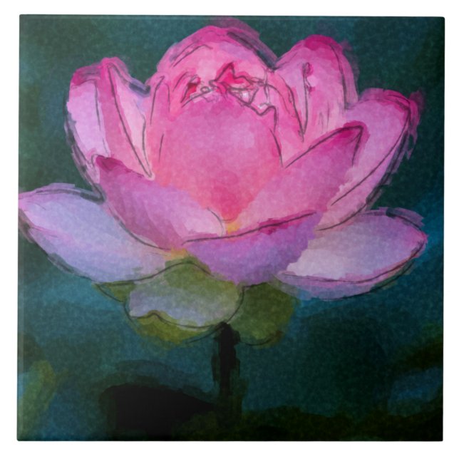 Rosa Lotus-Blume Fliese (Vorderseite)