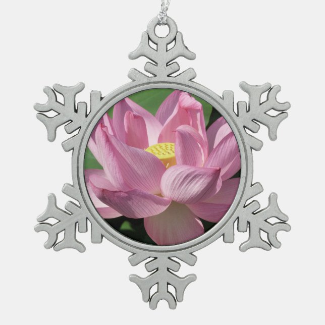 Rosa Lotus Blume IV Schneeflocken Zinn-Ornament (Vorderseite)