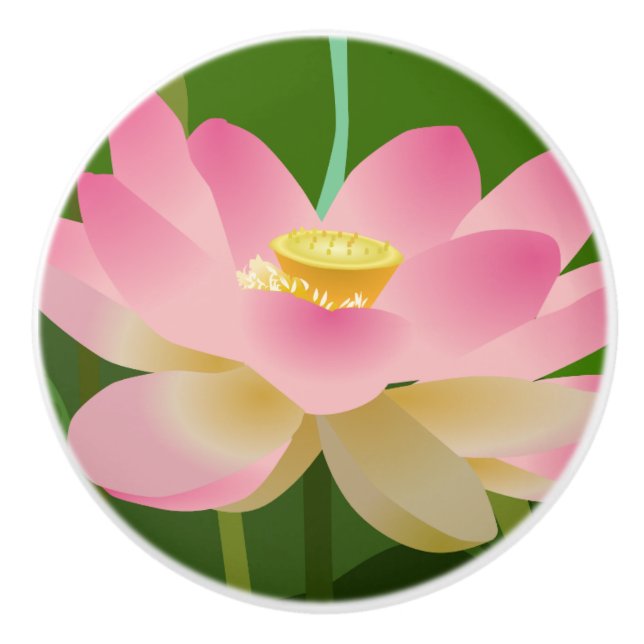 Rosa Lotus-Blume Keramikknauf (Vorderseite)