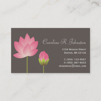 Rosa Lotus Blume modern grau Visitenkarte