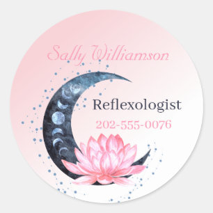 Rosa Lotus Blume Moon Business Werbeaktion Runder Aufkleber