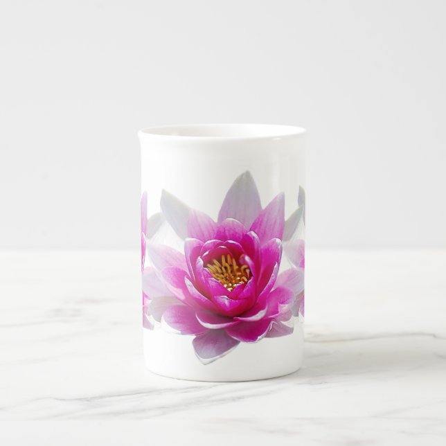 Rosa Lotus-Blume Prozellantasse (Vorderseite)