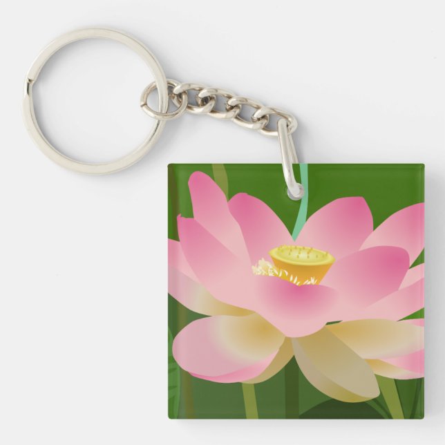 Rosa Lotus Blume Schlüsselanhänger (Vorderseite)
