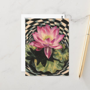 Rosa Lotus Blume Schwarz-weiß Surreal Postkarte