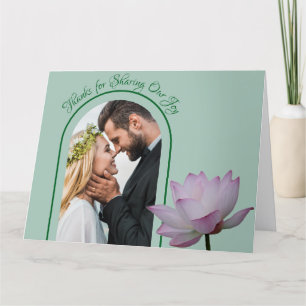 Rosa Lotus Blume und Grüne Hochzeit Dankeskarte