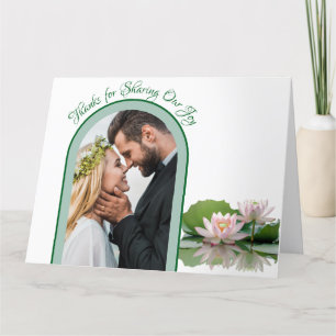 Rosa Lotus Blume und Grüne Hochzeit Dankeskarte