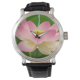 Rosa Lotus Blume Vintages Lederband beobachten Armbanduhr