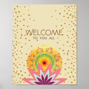 Rosa Lotus Blume Yoga Heilung Poster