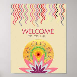 Rosa Lotus Blume Yoga Heilung Poster