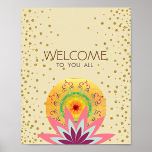Rosa Lotus Blume Yoga Heilung Poster