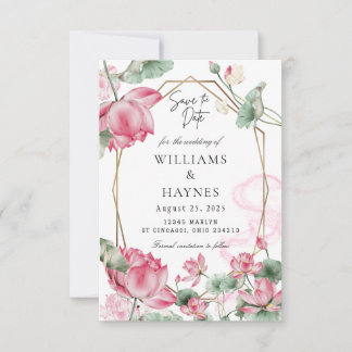 Rosa Lotus-Blumen-Save-the-Date-Karte Save The Date