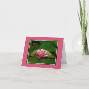 ROSA LOTUS-BLÜTE MIT GOLDmitte &WHITE "RAHMEN " Karte
