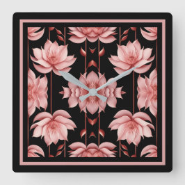 Rosa Lotus Classic Quadratische Wanduhr