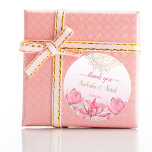 Rosa Lotus gold mandala indische Hochzeit danke Runder Aufkleber<br><div class="desc">Pink lotus gold mandala indische Hochzeit danke Ihnen für Aufkleber.</div>