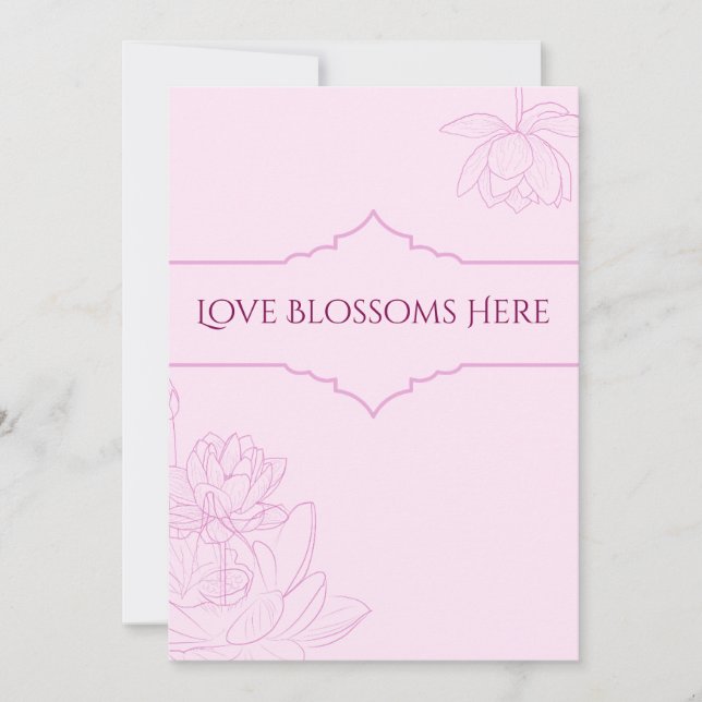 Rosa Lotus Hochzeitseinladung Einladung (Vorderseite)