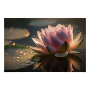 Rosa Lotus im Morgenlicht Glossy Poster