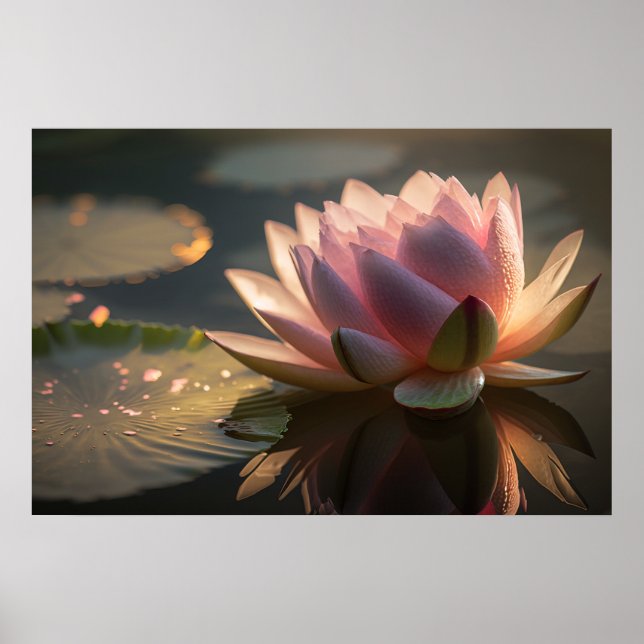 Rosa Lotus im Morgenlicht-Poster Poster (Vorne)