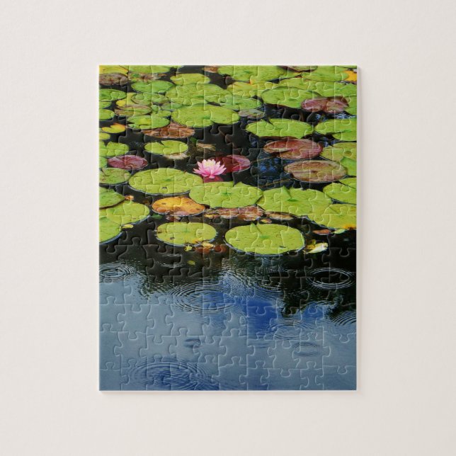 Rosa Lotus in Regen Puzzle (Vertikal)