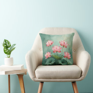 Rosa Lotus-Kunstwerk Kissen