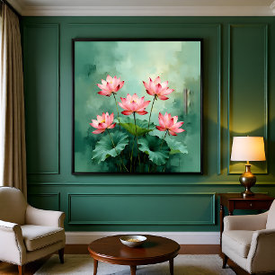 Rosa Lotus-Kunstwerk  Leinwanddruck
