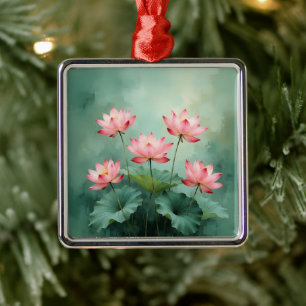Rosa Lotus-Kunstwerk Ornament Aus Metall